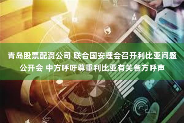 青岛股票配资公司 联合国安理会召开利比亚问题公开会 中方呼吁尊重利比亚有关各方呼声