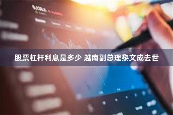 股票杠杆利息是多少 越南副总理黎文成去世