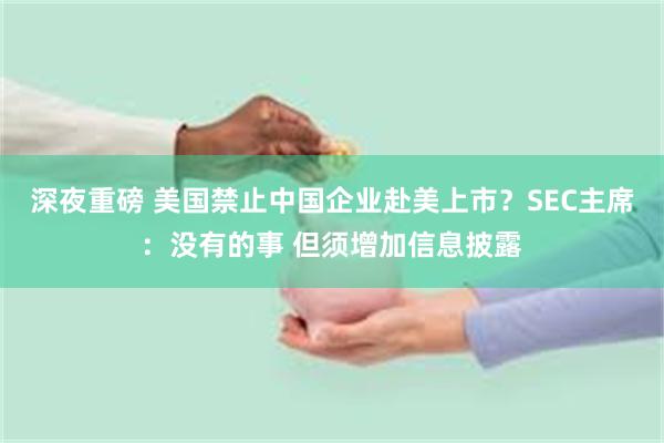 深夜重磅 美国禁止中国企业赴美上市？SEC主席：没有的事 但须增加信息披露